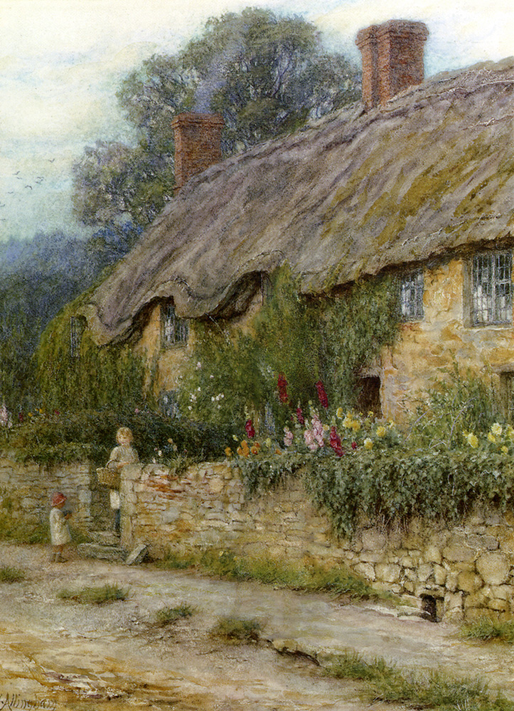 Helen Allingham, A Mother and Child Entering a Cottage